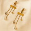 FABLLERY Anti-tarnish Elegant Pearl & Crystal Drop Earrings for Women
