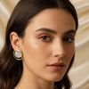 FABLLERY Elegant Anti-Tarnish Gold-Finish Stud Earrings with Ivory Stone