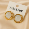FABLLERY Elegant Anti-Tarnish Gold-Finish Stud Earrings with Ivory Stone