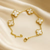 FABLLERY anti tarnish adjustable clover bracelet with ivory pearl stone accents