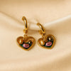 FABLLERY Anti-Tarnish Heart Drop Earrings for Women – Gold Plated Pearl Finish