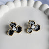 FABLLERY-Black & Gold Floral Stud Earrings for Women – Anti Tarnish