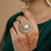 FABLLERY Ring Anti-Tarnish Crystal Studded Mehndi Polish Cocktail (Adjustable size)