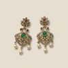 FABLLERY South Indian Gold Finish Pearl Choker Set With Earrings