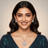 FABLLERY American Diamond Pendant With Studd Jewellery Set
