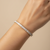 FABLLERY Luxury Baguette Cut American Diamond Tennis Bracelet for Women | Elegant Party Wear Silver Bracelet