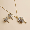 FABLLERY American Diamond 3d Flowral Pendant With Studd Jewellery Set