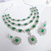 FABLLERY-Emerald Green Stone Bridal Necklace Set with Earrings – Anti Tarnish