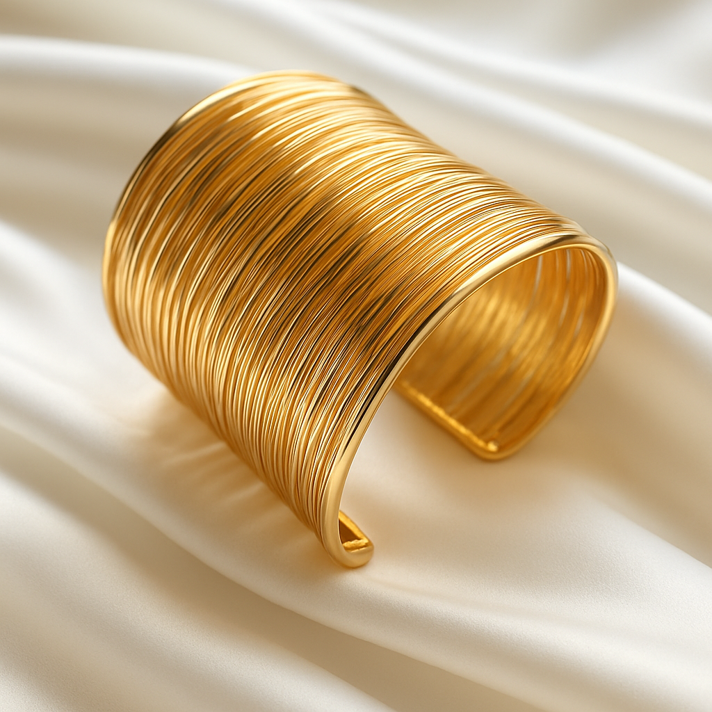 FABLLERY Anti-Tarnish Gold Plated Multilayer Bangle Bracelet (Adjustable Size)