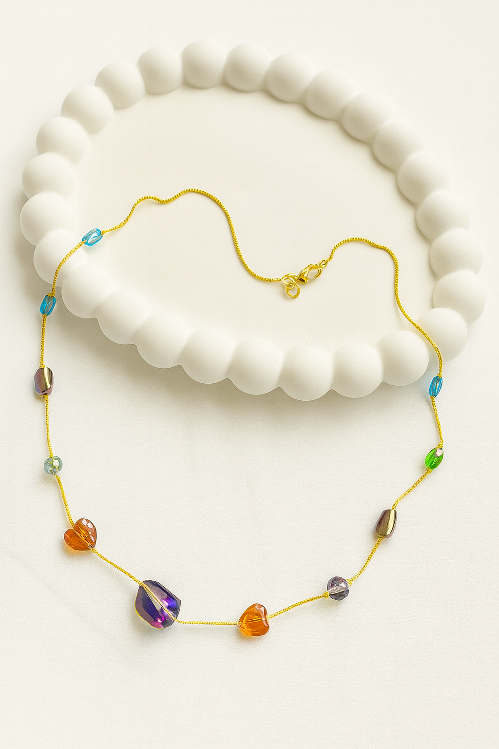 FABLLERY Anti-Tarnish Beaded Flower Pendant Necklace