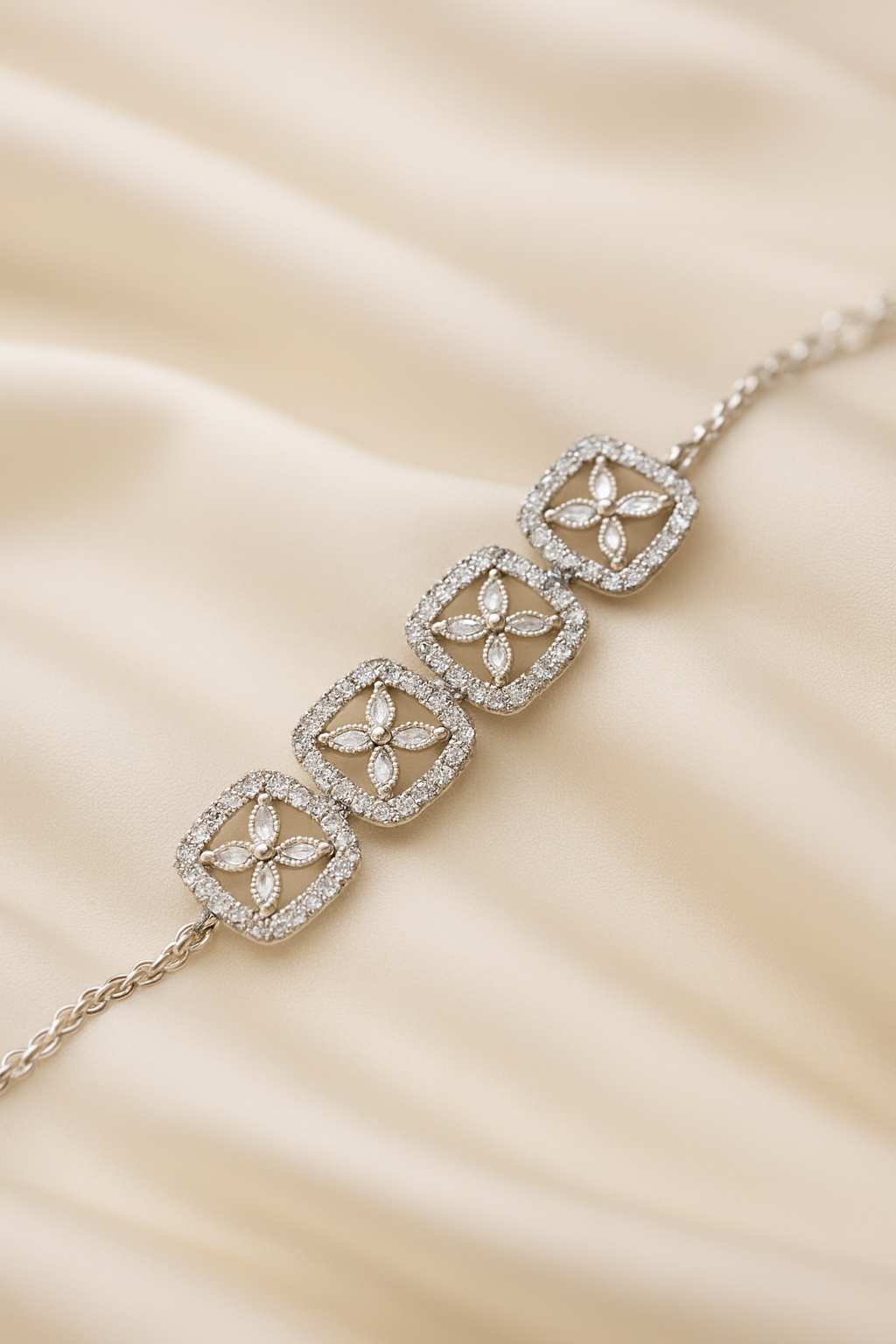 FABLLERY Anti-Tarnish Crystal Leafy-Style Chain Bracelet (Adjustable Size)