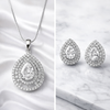 FABLLERY American Diamond Pendant With Studd Jewellery Set